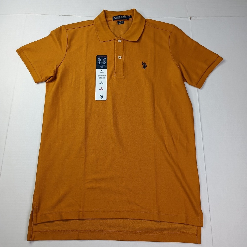 U.S. Polo Assn Performance Pique Polo Shirt Men's Size S Small Butterscotch